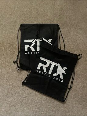 Two Rooster Teeth RTX drawstring bags